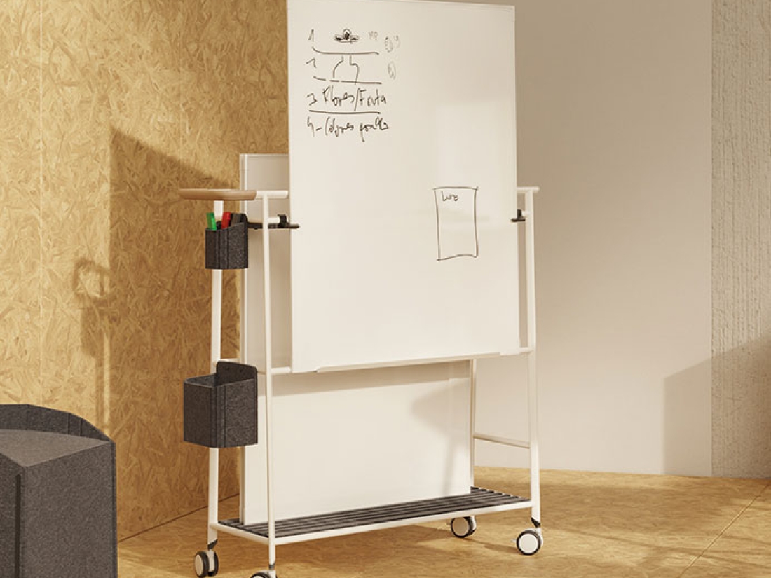 CHARIOT MODULAIRE COWORKING MUVIT CHARIOT POLYVALENT MOBILE TABLEAU BLANC D'ECRITURE MOBILE