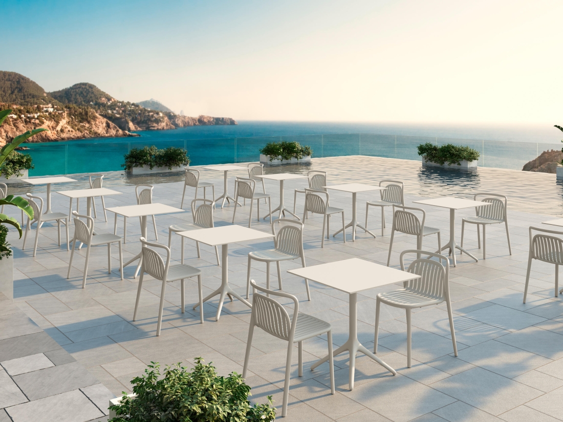 Table de Jardin Plastique Salle à Manger Terrasse Extérieur Gris