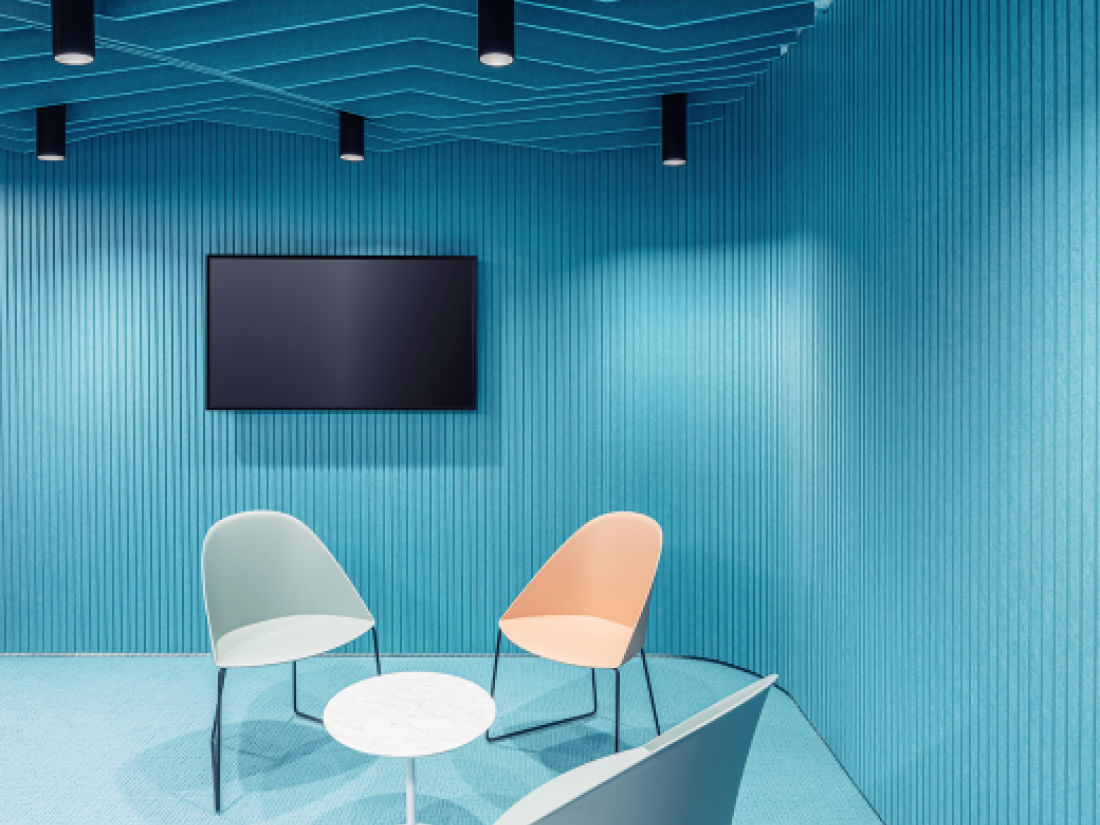 Plafond forme vagues et habillage mural acoustiques cloison acoustique texaa cloison amovible Cloison amovibles ,isolation phonique , cloison de separation , rideau acoustique avec mousse acoustique, isolation phonique, isolation phonique, isolation phoniqu